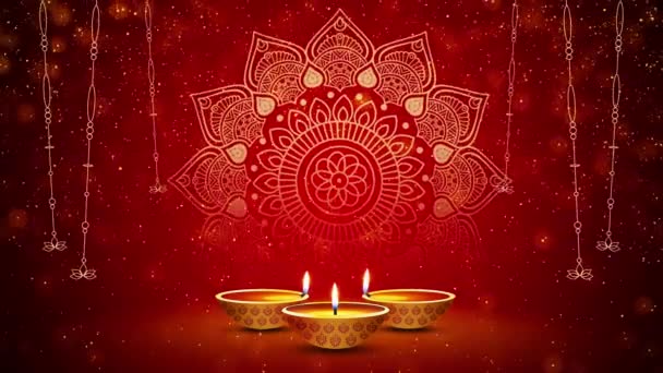 Ευτυχισμένη Diwali Ευχετήρια Κάρτα Του Φεστιβάλ Diya Κομψή Όμορφη Λάμπα — Αρχείο Βίντεο