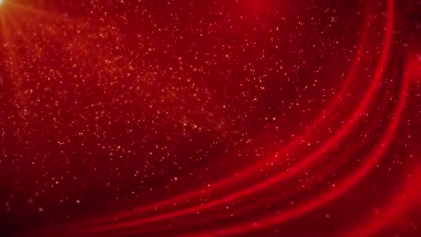 Hermosas Partículas Rojas Brillo Luz Elevándose Espectacular Movimiento Fondo Luz — Vídeos de Stock