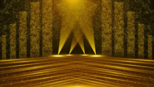 Golden Glitter Particles Awards Backgrond Motion Graphics Luxurious Rising Shiny — Stock Video