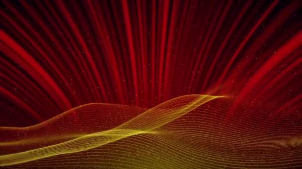 美しい金粒子ライト輝く輝く壮大な動きの背景 ゴールデンパーティクルライト ゴールデンラグジュアリーパーティクルストライプバック オスカー賞授賞式のイベント ギャラリーショー 2024年 2025年 — ストック動画