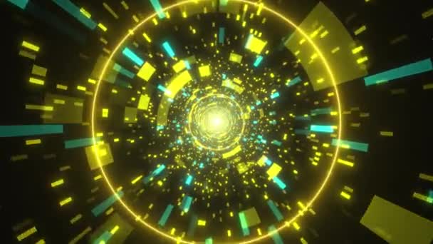 Abstrakte Hintergrundanimation Des Fluges Science Fiction Tunnel Mit Fantastischen Lichtern — Stockvideo