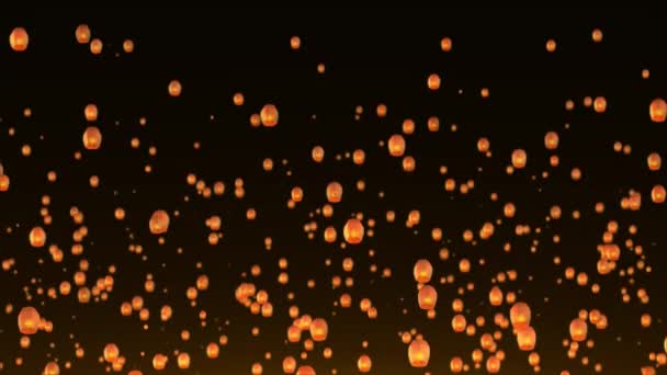 Lanterns Background Diwali Festival Floating Lamps Indian Paper Flying Lantern — Stock Video