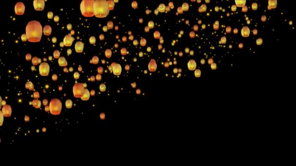 Lanternas Flutuantes Yee Peng Festival Flying Sky Queima Lanternas Chama — Vídeo de Stock