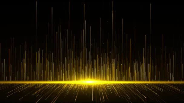 Golden Luxo Premium Poeira Raios Mágicos Confetes Partículas Bokeh Espaço — Vídeo de Stock