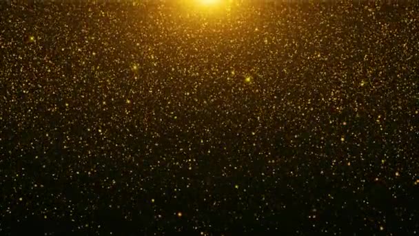 Golden Espumante Luxo Bokeh Partículas Levantando Brilhando Estrelas Partículas Piso — Vídeo de Stock