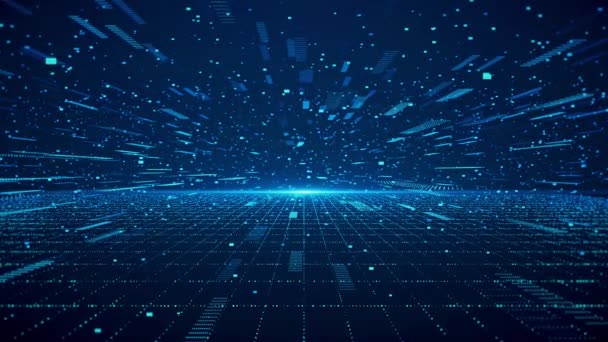 Sci Háttér Plexus Digital Cyber Tér Kék Tech Mező Hologram — Stock videók