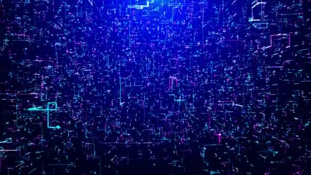 Sci Tło Plexus Cyberprzestrzeń Cyfrowa Niebieskie Pole Tech Hologram Świecące — Wideo stockowe