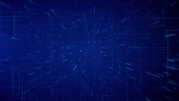 Cyberspace Big Data Digital Business Tech Background Animation 线数矩阵隧道 节点连接技术网络粒子 — 图库视频影像