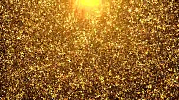 Natale Luce Dorata Brillare Particelle Polvere Bokeh Nero Sullo Sfondo — Video Stock