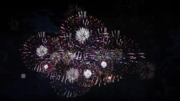 New Years Eve Fireworks Show Explosion Display Sky Night Seamless — Vídeo de Stock