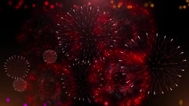 快乐的Diwali庆祝烟火爆裂饼干五彩缤纷的烟火展示了夜晚的背景 新年烟火4K 7月4日烟火陈列在漆黑的天空 假日的暮色中 2024 2025 — 图库视频影像