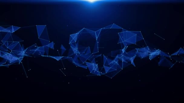 Abstraktní Technologie Futuristická Modrá Komunikace Pozadí Záře Plexus Částicové Vedení — Stock video