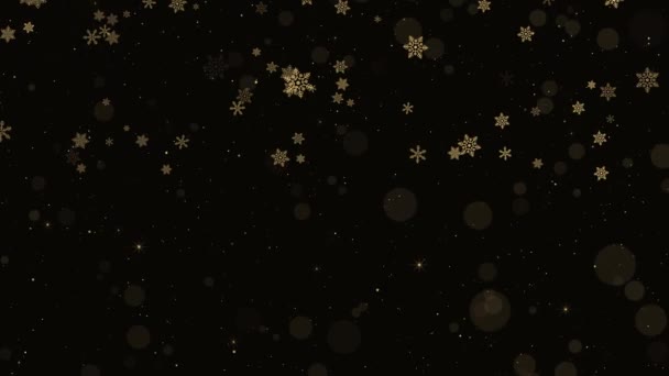 Рождественское Украшение Сверкающий Фон Снежинки Падают Белые Снежинки Блёстки Ночном — стоковое видео