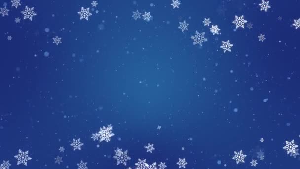 Natal Decoração Espumante Fundo Flocos Neve Caindo Flocos Neve Brancos — Vídeo de Stock