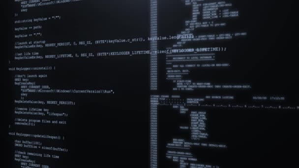 Codificação Fundo Pirataria Animação Violação Dados Malware Cyber Attack System — Vídeo de Stock