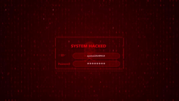 4K网络犯罪黑客攻击系统黑客攻击警报计算机网络 网络安全漏洞 数据泄漏 非法连接 恶意软件 恶意软件 病毒安全保护数据欺诈3D — 图库视频影像
