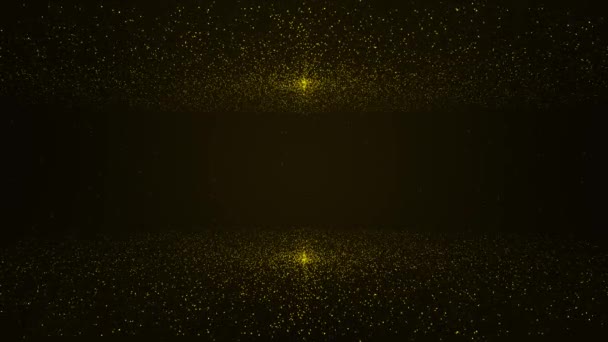シャープデザイン ゴールデンステージグリッターセレモニーアニメーションスター 豪華なクリスマスゴールドホリデーパーティーライトバックグラウンド 新しいお正月の菓子 結婚式 粒子の波の段階 — ストック動画