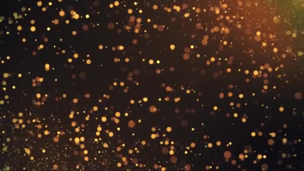 Golden Glitter Dust Сверкает Роскошным Золотым Светом Сцене Bokeh Awards — стоковое видео