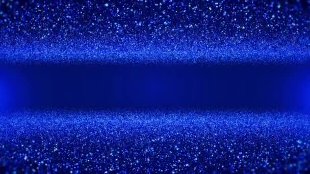 Blauwe Digitale Ruimte Sci Tunnel Metaverse Met Lichtgevende Deeltjes Golvend — Stockvideo