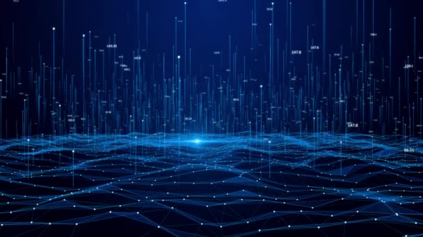 Entorno Cibernético Futurista Movimiento Digital Matriz Abstracta Big Data Analítica — Vídeo de stock