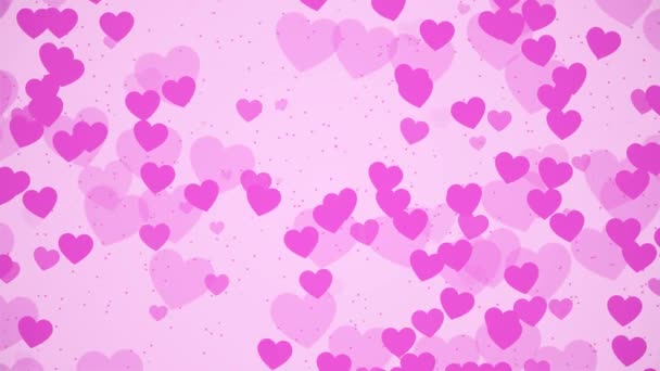 День Святого Валентина Люблять Анімацію Блискучі Блискучі Серця Сяючі Частинки — стокове відео