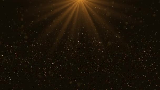 Brillo Dorado Brilla Vigas Chispa Brillo Rayos Luz Confeti Partículas — Vídeo de stock