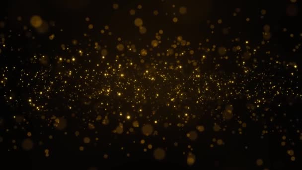 Altın Konfeti Yağmuru Sahne Kazanma Olayına Işık Tutuyor Soyut Parçacık — Stok video