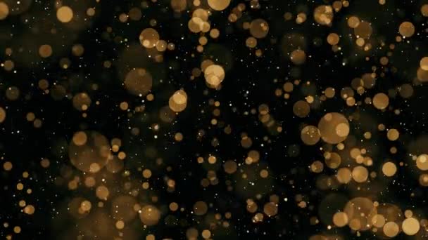 Zlaté Konfety Déšť Světla Paprsky Scéna Vítězná Událost Abstraktní Částice — Stock video
