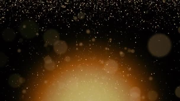 Navidad Luz Dorada Brillan Partículas Brillantes Con Partículas Polvo Llamarada — Vídeos de Stock