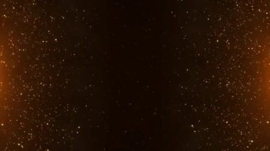 4K 3D Parçacık Parıltısı Karanlık Arkaplan Kopyalama Uzayı. Noel konfetisi lüks altın parıldayan parçacıklar. Tatil afişi tasarımı. Yeni yıl doğum günü kutlaması. hafif bokeh konfeti ve ışıltı.