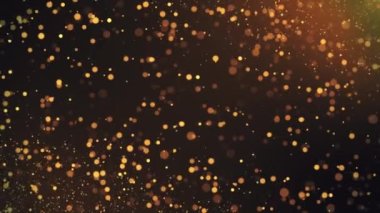 4k Altın Parıltı Toz, lüks altın parçacıkları parlatıyor. Bokeh ödül sahnesi, arka plan animasyonu. Yeni yıl Noel Parıltısı Parıltısı. Lüks partiküller yükseliyor. Tören, etkinlik, tatil.