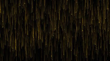 4K 3D altın parlayan parçacıklar arka planda parlayan yıldızlar parlayan ışık efekti. Lüks prim tasarımı ya da ödül arkaplanı. Tünel Oscar Ödül Töreni. Bokeh Işık Kirişleri