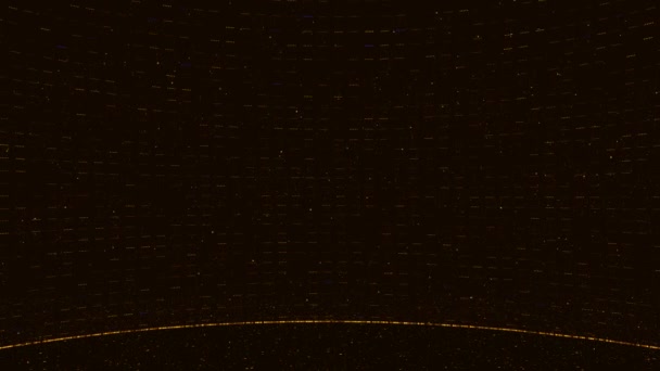 ゴールド粒子抽象波線トレイルの背景は フローティングダスト粒子フレアボケを輝かせます 豪華で プレミアムな輝き 神聖な祝福 新年クリスマス2024ホリデーダストボケスポットライト — ストック動画