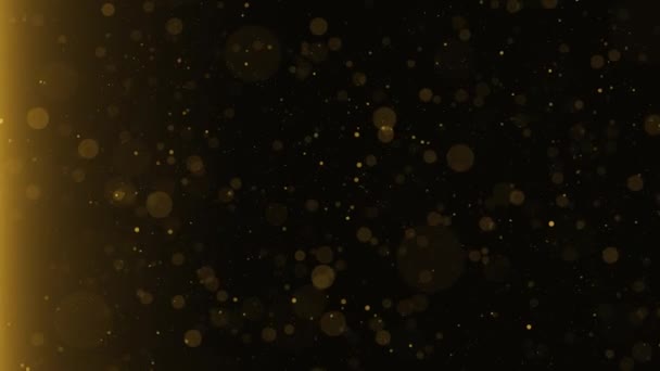 Brillo Oro Partículas Fondo Estrellas Brillantes Cayendo Por Luz Destello — Vídeos de Stock