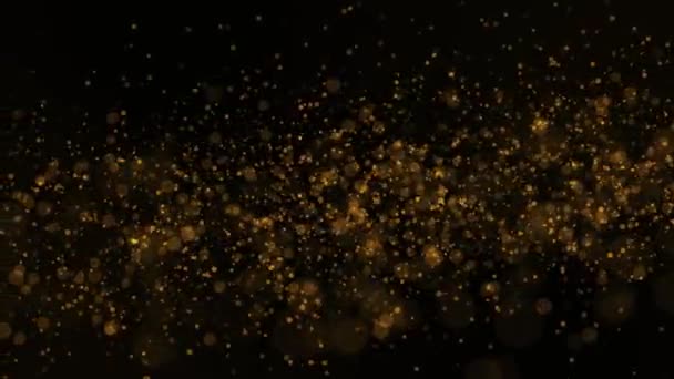 Fuegos Artificiales Festivos Fondo Negro Destellos Dorados Evento Glamour Navidad — Vídeos de Stock