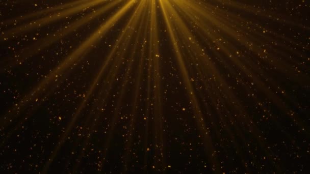Kerstlicht Sprankelende Golven Deeltjes Gouden Lichtlijnen Feestelijke Gouden Stof Achtergrond — Stockvideo