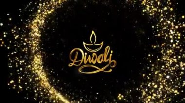 Mutlu Diwali Işık Festivali Metin Kutlaması Altın Havai fişek Festivali Gece Gökyüzü. Tipografi geçmişi. Tatil tasarımı tebrik kartı, kutlama, parti davetiye takvimi. Geleneksel Hindu diya