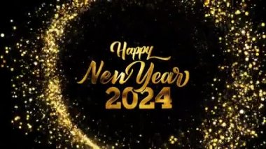 Mutlu noeller, partiküllerle dolu yeni yıl arifeniz kutlu olsun. Havai fişeklerle ve parıldayan altın parçacıklarıyla 2024 noel kutlamaları geleneği konseptine geri sayım.