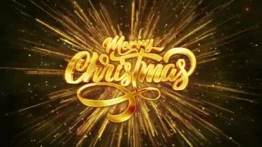 Havai fişekler ve parlak altın parçacıklarıyla Mutlu Noeller 2024. Kutlamalar parçacıkları harekete geçirir. Yeni yıl, tatil, kış, yeni yıl, kar tanesi, kar, şenlikli kar taneleri