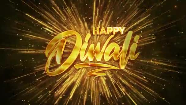 Happy Diwali Nebo Deepawali Script Celebration Text Festive Gold Fireworks — Stock video