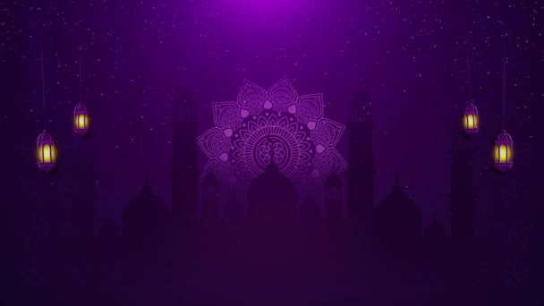 Antecedentes Eid Adha Mubarak Linternas Tradicionales Ramadán Iluminación Islámica Partículas — Vídeo de stock