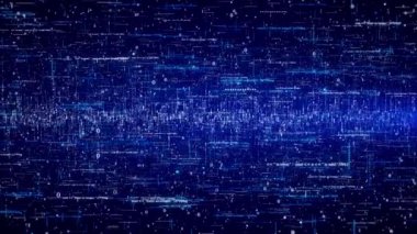 4K Veri Görselleştirme, Gelecek Teknolojisi, Dijital Çağ, Bilgi. düz dalga çizgileri, sunum, web tasarımı. Yapay zeka teknolojisi, bilim, müzik konsepti. Bilim, müzik, Siber Uzay dalga çizgileri