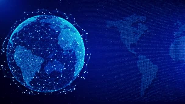 Dünya Hologramı Sanal Uzay Dijital Veri Küresel Hologram Teknoloji Ağı — Stok video