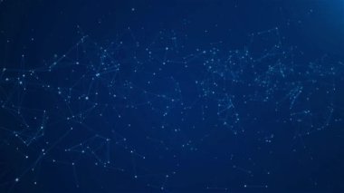 4K Global Ağ veri bağlantısı Dijital parçacıklar ışık soyut arkaplan noktaları. Yapı. İş bilimi teknolojisi. Dalga akışı. Büyük veriler, sosyal ağ, geleceğin Siber Alanı