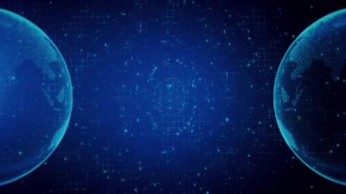 Dünya Hologramı Sanal Uzay Dijital Veri Küresel Hologram Teknoloji Ağı Veri Bağlantısı. Siber Güvenlik Sosyal Geçmişi. Fütürist Teknoloji işi bilgileri birbirine bağlar. Dünya Küresi,