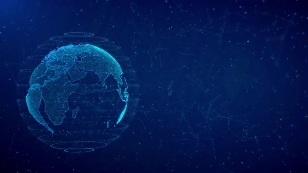 Τεχνολογία Μεταβίβαρος Επόμενης Γενιάς Παγκόσμιος Χάρτης Hologram Global Networking Connection — Αρχείο Βίντεο