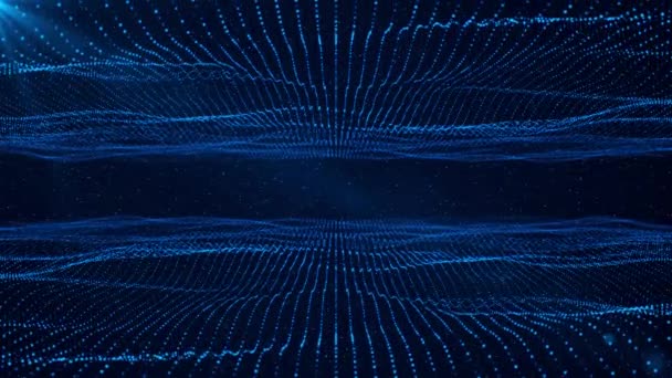 テクノロジーデジタル波背景コンセプト 振動する点の粒子 サイバーや技術の背景 ビッグデータハイテクフローブロックチェーン 未来的なテクノロジー デジタル接続 サイバー空間 — ストック動画