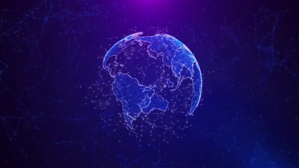 Dünya Hologramı Boyutlu Dijital Arayüz Arkaplanı Dünya Çapında Verileri Bilgi — Stok video