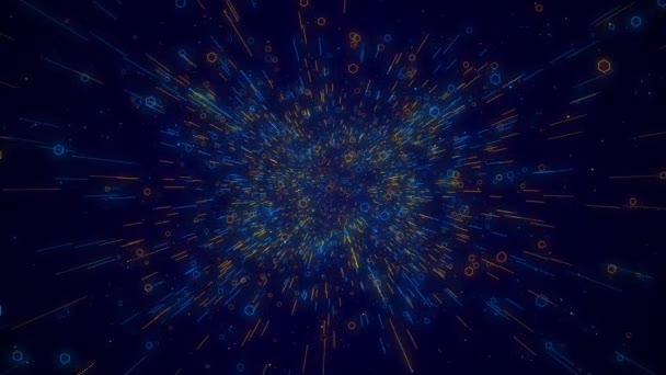 Fantascienza Tunnel Futuristico Volante Deep Tech Astratto Blockchain Big Data — Video Stock