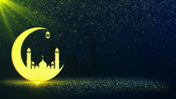 Hängande Lykta Och Stjärna Moskén Bakgrunden För Islam Ramadan Kareem — Stockvideo
